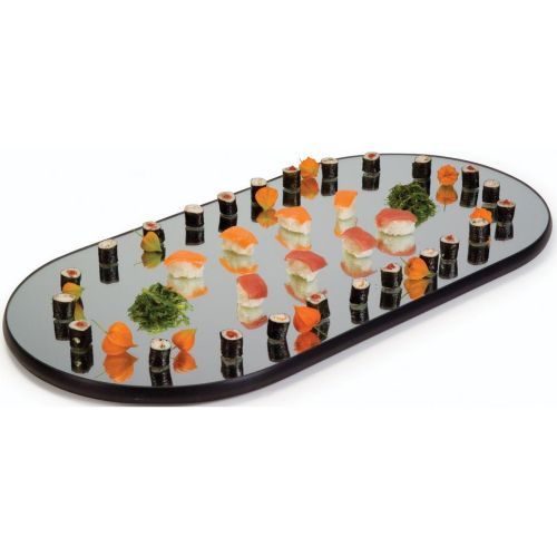 Lakeside Geneva Oval Display Mirror Tray, 16 X 32 Inch Overall Size