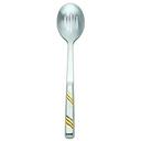 Alegacy Goldcrest Stainless Steel Slotted Serving Spoon - Gold Trim, 11 3/4 inch.