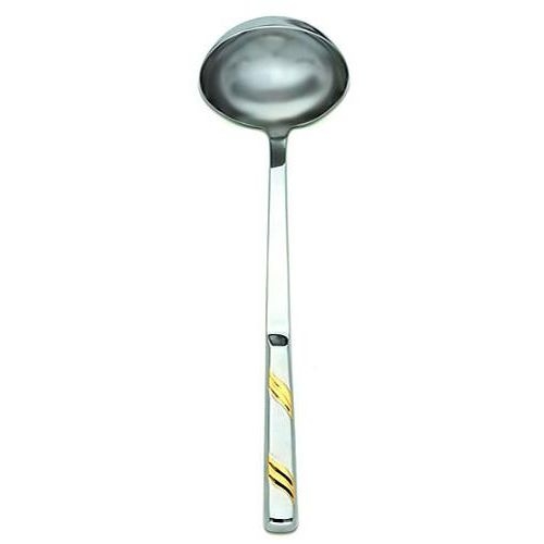 Alegacy Goldcrest Stainless Steel Deep Ladle - Gold Trim, 4 Ounce.