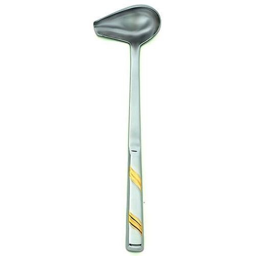 Alegacy Goldcrest Heavy Gauge Stainless Steel Spout Ladle - Gold Trim, 1 Ounce.