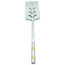 Alegacy Goldcrest Stainless Steel Perforated Turner - Gold Trim, 14 1/2 inch.