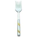 Alegacy Goldcrest Stainless Steel Cold Meat Fork - Gold Trim, 10 3/8 inch.