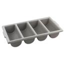 Alegacy Plastic Gray 4-Compartment Cutlery Box, 21 1/2 x 11 3/4 x 3 3/4 inch.