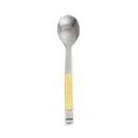 Alegacy Orbit Stainless Steel Solid Serving Spoon - Gold Trim Handle, 11 7/8 inch.