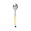 Alegacy Orbit Stainless Steel Slotted Serving Spoon - Gold Trim Handle, 11 7/8 inch.