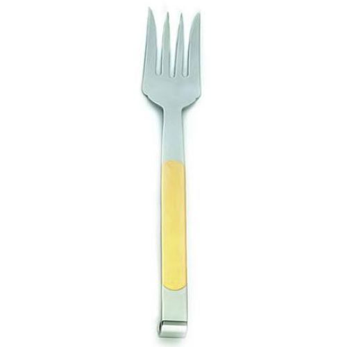 Alegacy Orbit Stainless Steel Cold Meat Fork, Gold Trim Handle, 10 1/2 Inch