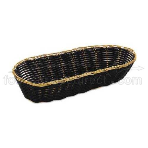 Alegacy Black Vinyl Cracker Basket with Gold Rim, 9 3 1/2 x 2 inch -- 12 per case.