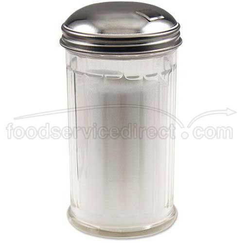 Alegacy Clear Plastic Fluted Sugar Pourer With Side Spout Stainless Steel Top, 12 Ounce -- 12 Per Case