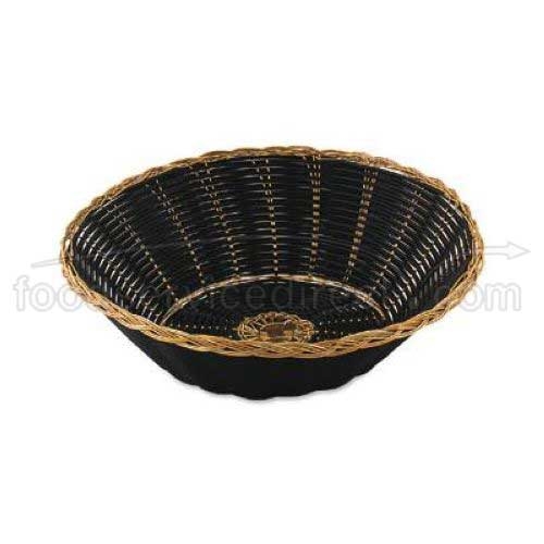 Alegacy Black Vinyl Round Basket with Gold Rim , 8 1/4 x 2 3/4 inch -- 12 per case.