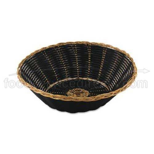 Alegacy Black Vinyl Round Basket With Gold Rim, 8 1/4 X 2 3/4 Inch -- 12 Per Case