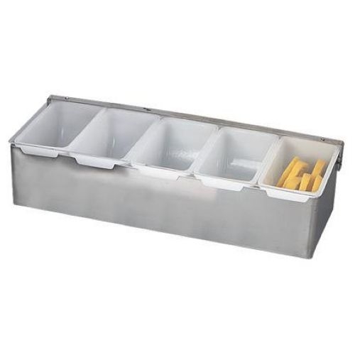 Alegacy Stainless Steel 5 Compartment Bar Caddy, 14 3/4 x 5 1/2 x 3 1/2 inch.