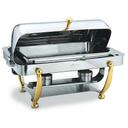 Alegacy Savoir Stainless Steel Full Size Dome Cover Chafer with Brass Leg, 25 1/2 x 17 7/8 x 18 3/8 inch.