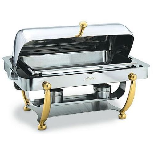 Alegacy Savoir Stainless Steel Full Size Dome Cover Chafer With Brass Leg, 25 1/2 X 17 7/8 X 18 3/8 Inch