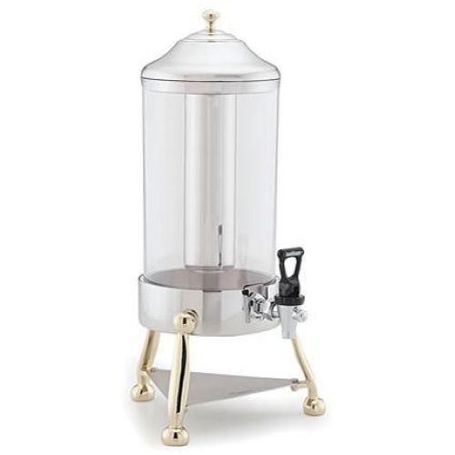 Alegacy Stainless Steel Juice Dispenser with Brass Accent, 7.37 Quart Capacity.