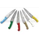 Red Handle Alegacy Stainless Steel Cook Knife with Color Code Handle, 10 inch Blade Length.