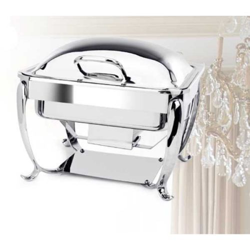 Eastern Tabletop Park Avenue Stainless Steel Square Induction Chafing Dish With Hinged Dome Cover And Stand, 6 Quart