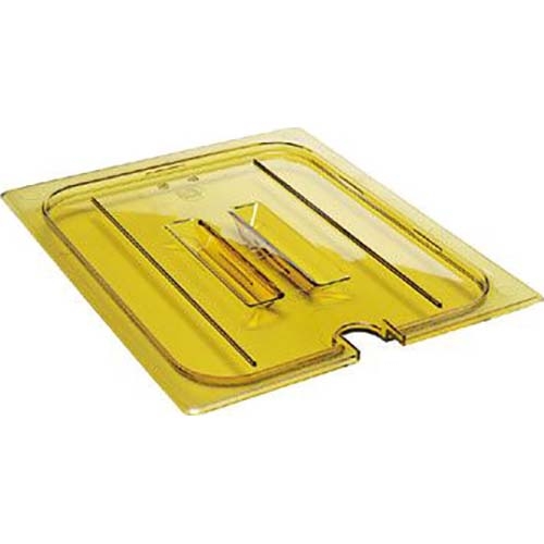 Cambro Camwear Amber Eighth Size Notched Cover with Handle for High Heat X- Pan and H-Pan, 6 3/8 x 5 1/4 inch -- 6 per case.