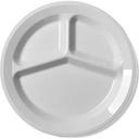 Cambro Camwear White Narrow Rim Three Compartment Plate, 9 inch Diameter -- 48 per case.