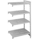 Cambro Brushed Graphite Basics Plus 4 Shelf Add-On Units Solid Shelves, 18 x 30 x 72 inch.