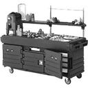Cambro Black Base with Granite Gray Door CamKiosk Cart with 4 Countertop Food Pan Wells, 85 1/8 x 70 1/2 x 33 1/2 inch.