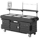 Cambro Black Base with Granite Gray Door CamKiosk Cart with 6 Countertop Food Pan Wells, 85 1/8 x 70 1/2 x 33 1/2 inch.