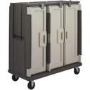 Cambro Tall Profile 3 Compartment Meal Delivery Cart with Security Package, Granite Sand, 60 x 29 1/4 x 63 5/8 inch.