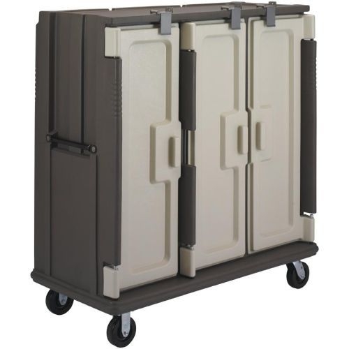 Cambro Tall Profile 3 Compartment Meal Delivery Cart with Security Package, Granite Gray, 60 x 29 1/4 x 63 5/8 inch.
