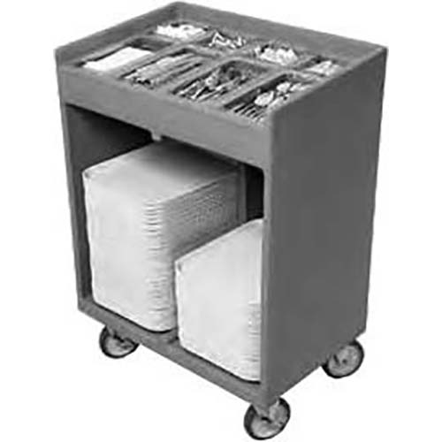 Cambro Dark Brown Tray and Silverware Cart with Pan and Vinyl Cover, 32 3/8 x 21 1/4 x 45 1/2 inch.