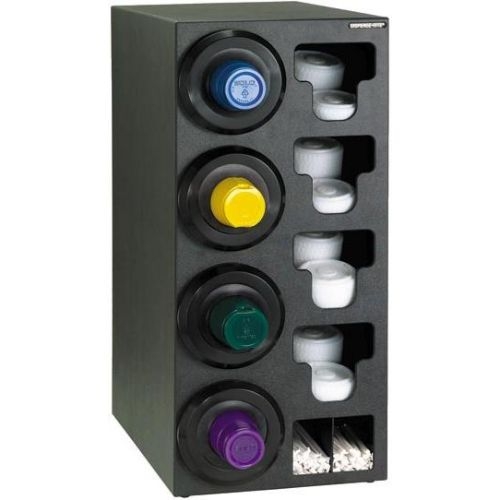 Dispense-Rite Black Polystyrene Countertop Cup, Lid and Straw Dispensing Cabinet, 32 1/4 x 13 x 23 Inch