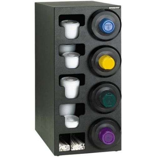 Dispense-Rite Black Polystyrene Countertop Cup, Lid and Straw Dispensing Cabinet, 32 1/4 x 13 x 23 Inch
