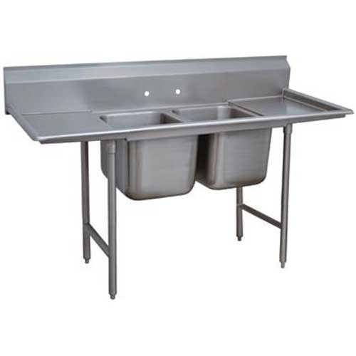 Super Saver 900 Series Stainless Steel Regaline Sink with 2 Compartment, 2 Drain Board.Overall Length 81 inch.