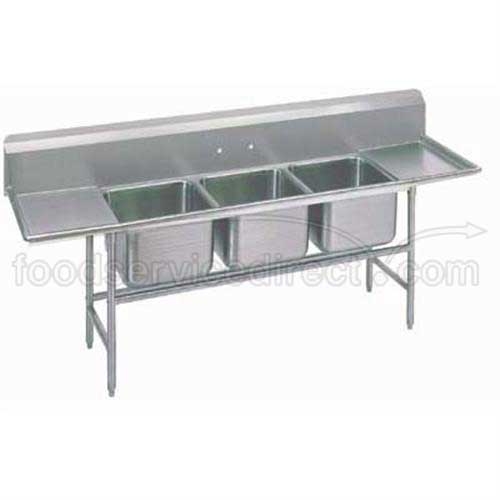 Super Saver 900 Series Stainless Steel Regaline Sink with 3 Compartment, 2 Drain Board.Overall Length 103 inch.