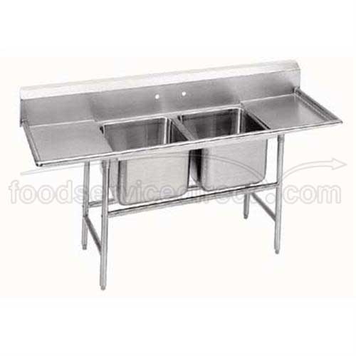 Super Saver 900 Series Stainless Steel Regaline Sink with 2 Compartment, 2 Drain Board.Overall Length 72 inch.