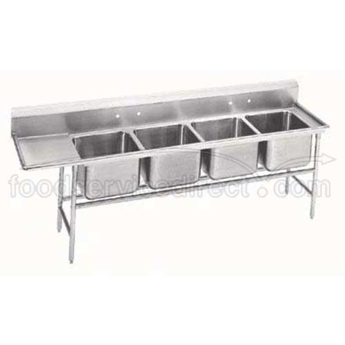 Super Saver 900 Series Stainless Steel Regaline Sink with 4 Compartment, Left Drain Board.Overall Length 111 inch.