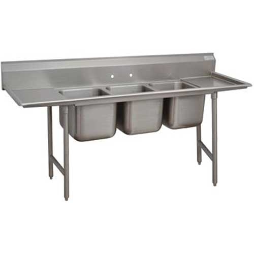 Spec-line 940 Series Stainless Steel Regaline Sink with 3 Compartment, 2 Drain Board.Overall Length 103 inch.
