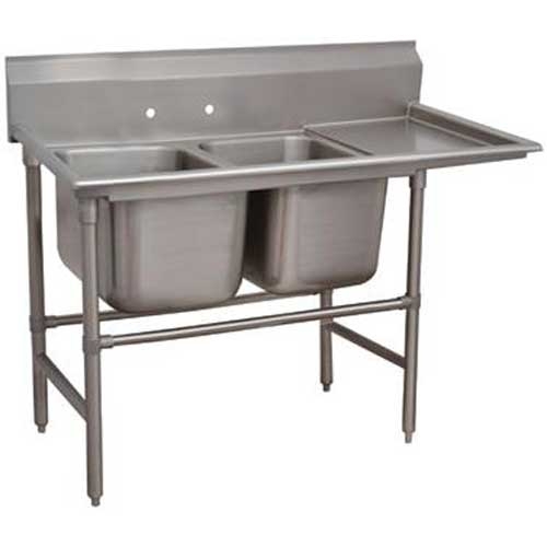 Spec-line 940 Series Stainless Steel Regaline Sink with 2 Compartment, Right Drain Board.Overall Length 58 inch.