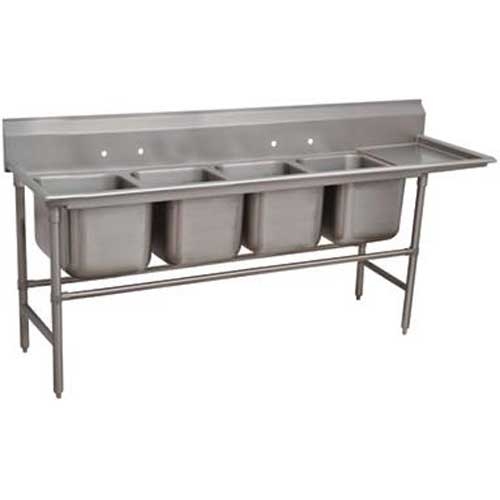 Spec-line 940 Series Stainless Steel Regaline Sink with 4 Compartment, Right Drain Board.Overall Length 101 inch.