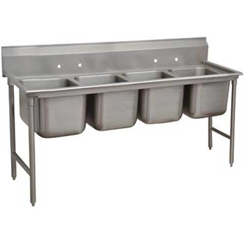 Super Saver 900 Series Stainless Steel Regaline Sink with 4 Compartment, No Drain Board.Overall Length 113 inch.