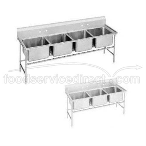 Super Saver 900 Series Stainless Steel Regaline Sink with 4 Compartment, No Drain Board.Overall Length 81 inch.