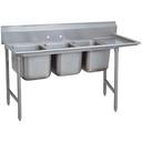 Super Saver 900 Series Stainless Steel Regaline Sink with 3 Compartment, Right Drain Board.Overall Length 107 inch.