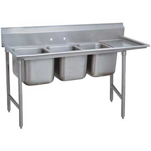 Super Saver 900 Series Stainless Steel Regaline Sink with 3 Compartment, Right Drain Board.Overall Length 107 inch.