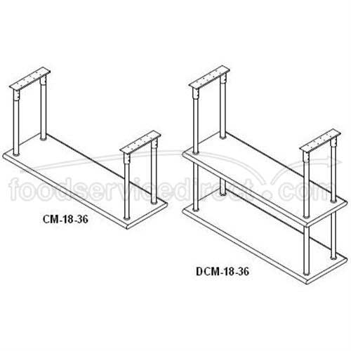 Stainless Steel Ceiling Mounted Shelving With Single Shelf, 18 x 36 inch.