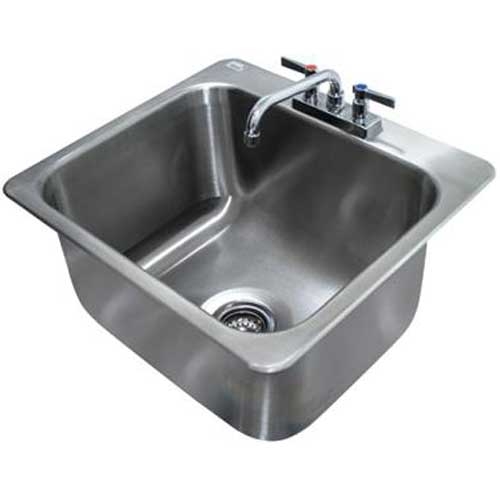 One Compartment General use Drop-in Sink Includes Faucet and Drain Size : 23 x 21 inch.