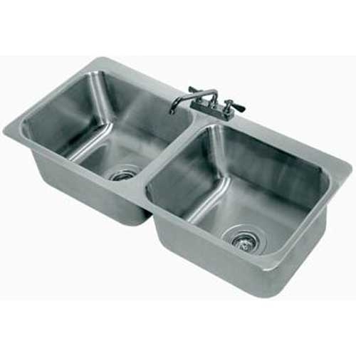 Two Compartment Drop-In Sink Includes Faucet and Drain Overall Size : 45 1/2 x 21 inch.