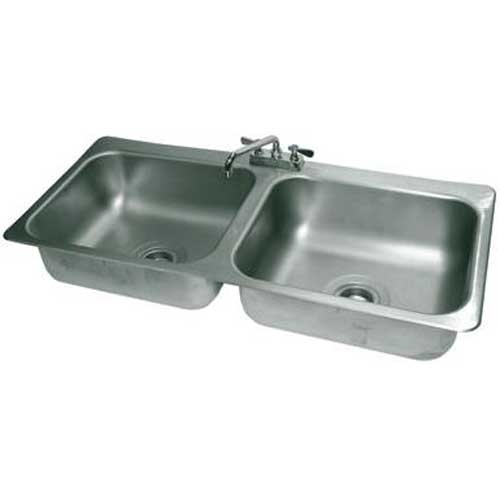 Two Compartment Drop-In Sink Includes Faucet and Drain Overall Size : 45 1/2 x 21 inch.