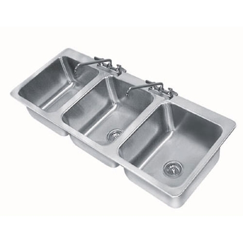 Three Compartment Drop-In Sink Includes Faucet and Drain Overall Size : 50 x 21 inch.
