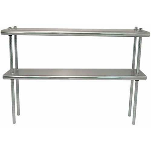 Stainless Steel Shelving - Double Deck With Adjustable Chrome Post, 12 x 108 inch.