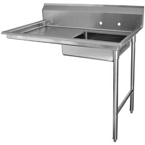 Stainless Steel Undercounter Dishtable with Right Hand Sink 52 inch Length.