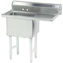 Stainless Steel Fabricated Economy Sink with 1 Compartment, Right Drain Board.Overall Length 45 inch.