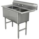 Stainless Steel Fabricated Economy Sink with 2 Compartment, No Drain Board.Overall Length 35 inch.